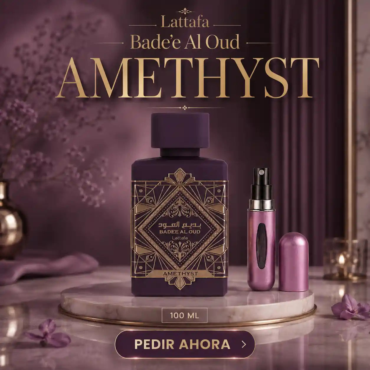 Lattafa Amethyste Caja  100 ML + PERFUMERO RECARGABLE (UNISEX)