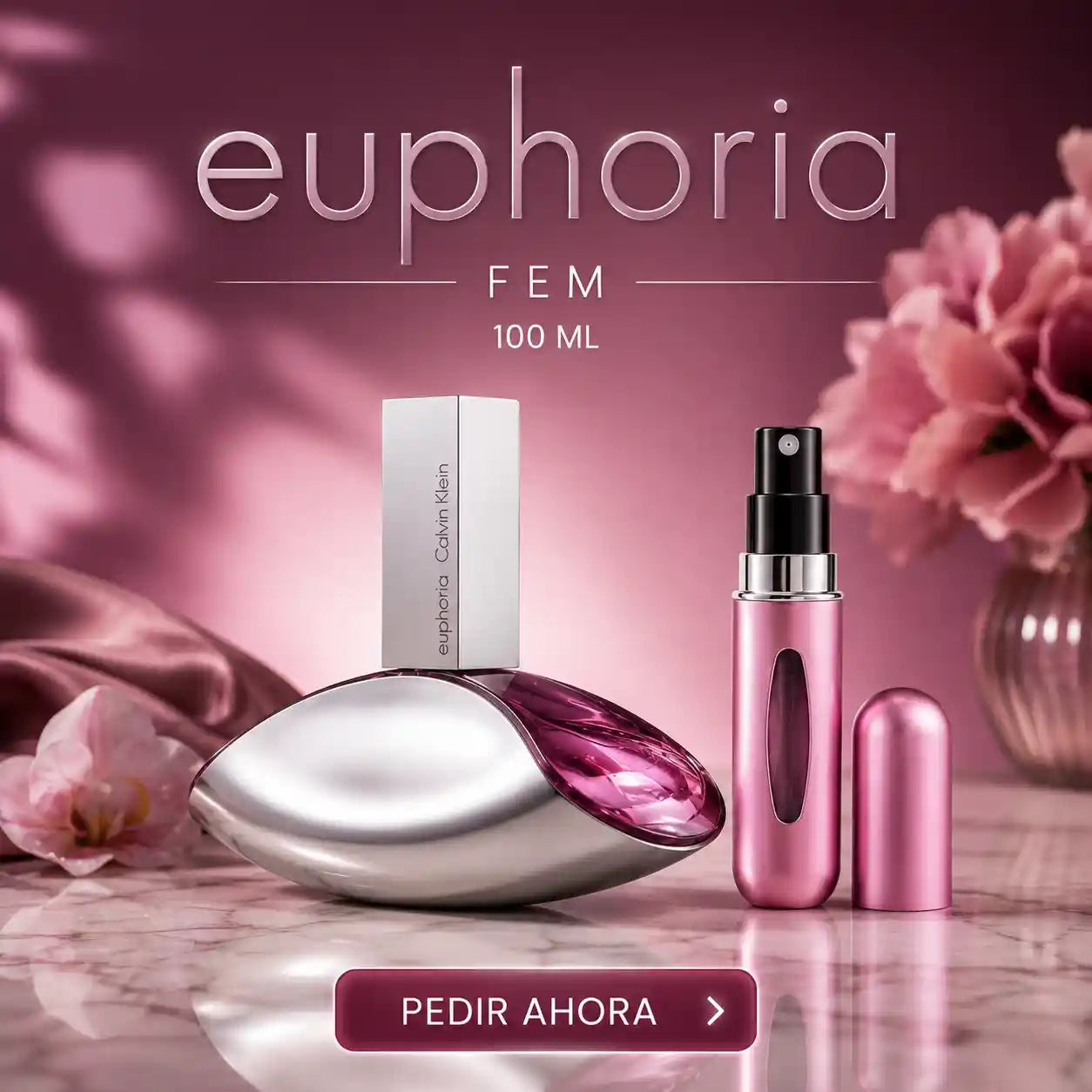 EUPHORIA CALVIN KLEIN FEM  100 ML + PERFUMERO RECARGABLE GRATIS (DAMA)