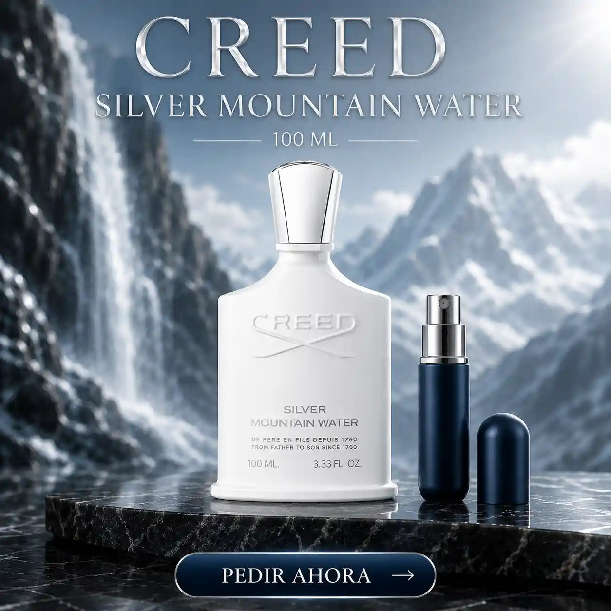 CREED SILVER 100 ML + PERFUMERO RECARGABLE GRATIS (CABALLERO)