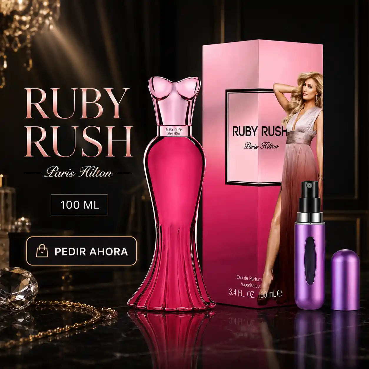 RUSH PARIS HILTON 100 ML + PERFUMERO RECARGABLE GRATIS (DAMA)