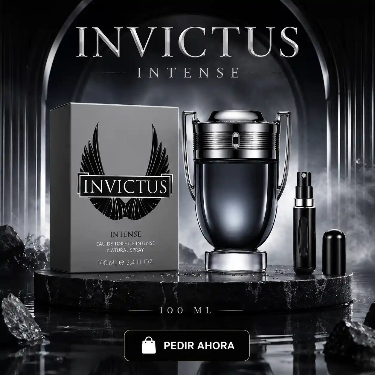 INVICTUS INTENSE 100 ML + PERFUMERO RECARGABLE (CABALLERO)