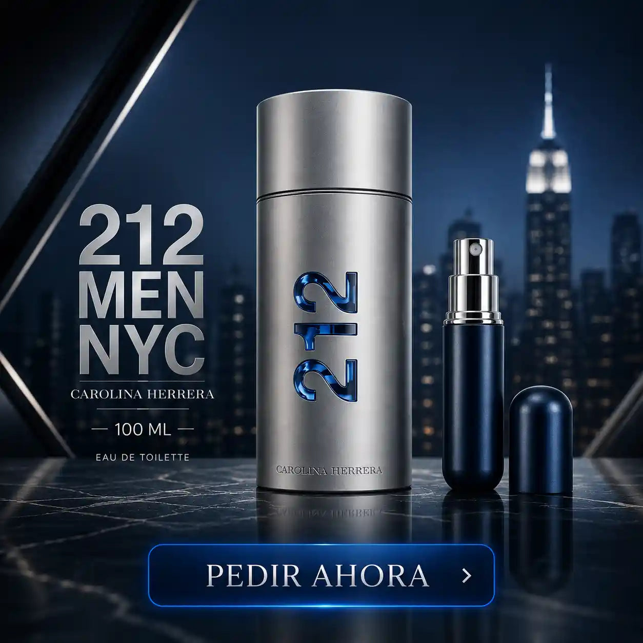 212 NYC MEN 100 ML CAROLINA HERRERA + PERFUMERO RECARGABLE (CABALLERO)
