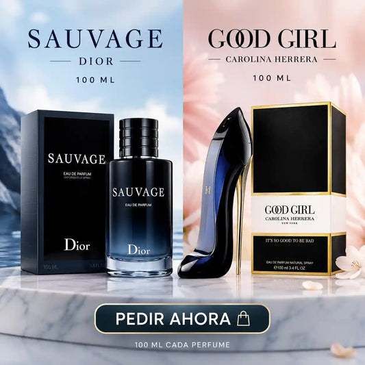 PROMO DUO (2 PERFUMES GOOD GIRL, SAUVAGE)+ PERFUMERO RECARGABLE