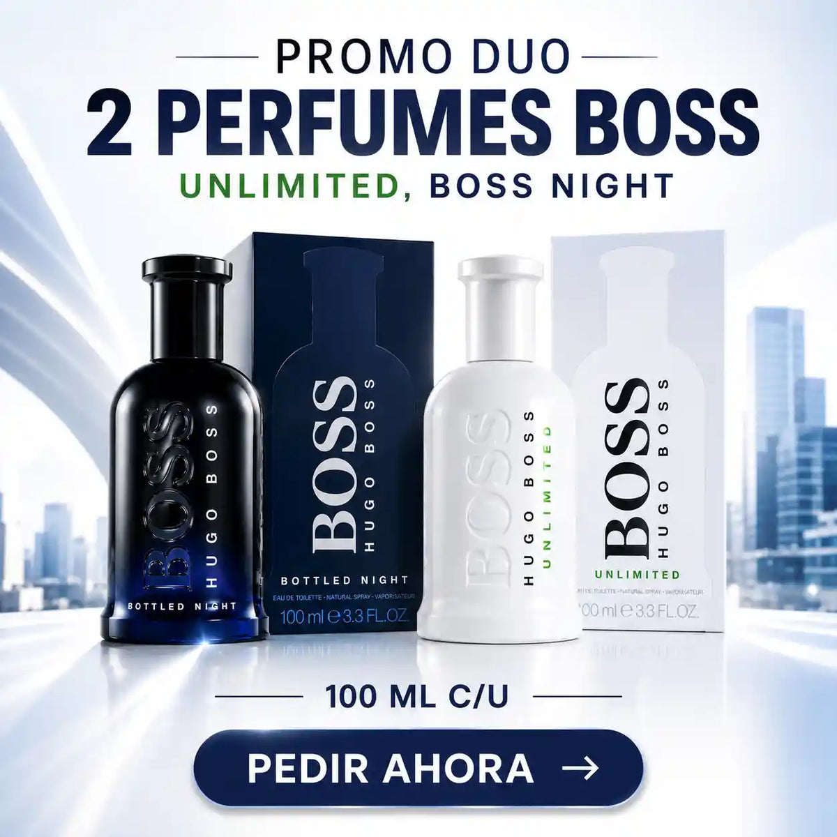 PROMO DUO (2 PERFUMES BOSS UNLIMITED,BOSS NIGHT) 100 ML + PERFUMERO (CABALLERO)