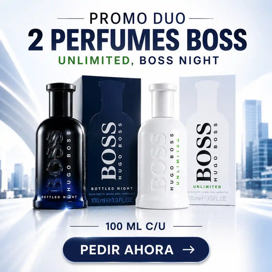 PROMO DUO (2 PERFUMES BOSS UNLIMITED,BOSS NIGHT) 100 ML + PERFUMERO (CABALLERO)