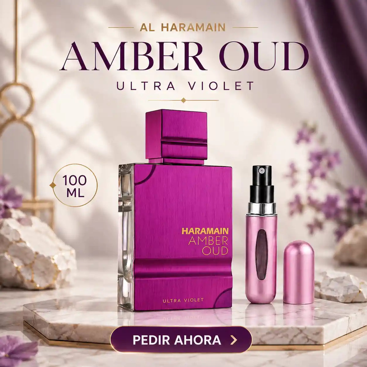 AL HARAMAIN ULTRA VIOLET CAJA 100 ML + PERFUMERO RECARGABLE (DAMA)