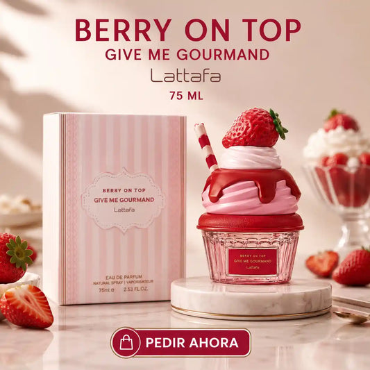 LATTAFA GIVE ME GOURMAND BERRY ON TOP + PERFUMERO (DAMA)