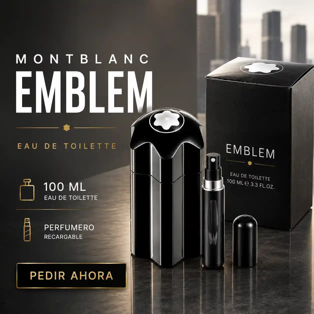 MONT BLANC EMBLEM 100 ML + PERFUMERO RECARGABLE GRATIS