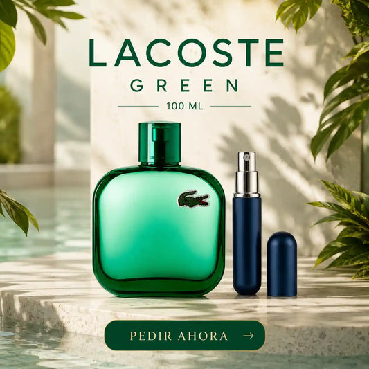 LACOSTE VERDE 100 ML + PERFUMERO RECARGABLE (CABALLERO)